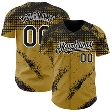 Load image into Gallery viewer, Custom Black Old Gold-White 3D Pattern Design Splash Grunge Fragment Authentic Baseball Jersey