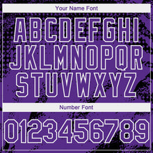 Charger l'image dans la galerie, Custom Black Purple-White 3D Pattern Design Splash Grunge Fragment Authentic Baseball Jersey