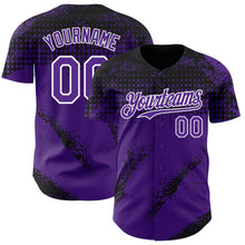 Charger l'image dans la galerie, Custom Black Purple-White 3D Pattern Design Splash Grunge Fragment Authentic Baseball Jersey