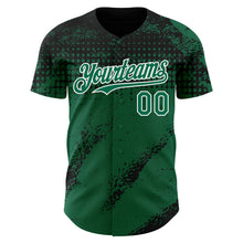 Charger l'image dans la galerie, Custom Black Kelly Green-White 3D Pattern Design Splash Grunge Fragment Authentic Baseball Jersey