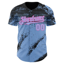 Charger l'image dans la galerie, Custom Black Light Blue-Pink 3D Pattern Design Splash Grunge Fragment Authentic Baseball Jersey