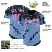 Charger l'image dans la galerie, Custom Black Light Blue-Pink 3D Pattern Design Splash Grunge Fragment Authentic Baseball Jersey