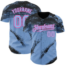 Charger l'image dans la galerie, Custom Black Light Blue-Pink 3D Pattern Design Splash Grunge Fragment Authentic Baseball Jersey