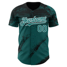 Load image into Gallery viewer, Custom Black Teal-White 3D Pattern Design Splash Grunge Fragment Authentic Baseball Jersey