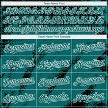 Load image into Gallery viewer, Custom Black Teal-White 3D Pattern Design Splash Grunge Fragment Authentic Baseball Jersey
