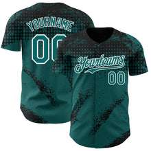 Load image into Gallery viewer, Custom Black Teal-White 3D Pattern Design Splash Grunge Fragment Authentic Baseball Jersey
