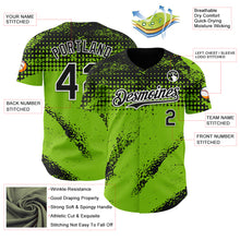 Laden Sie das Bild in den Galerie-Viewer, Custom Black Neon Green-White 3D Pattern Design Splash Grunge Fragment Authentic Baseball Jersey