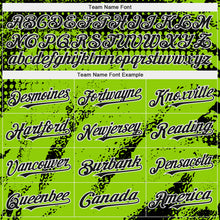 Laden Sie das Bild in den Galerie-Viewer, Custom Black Neon Green-White 3D Pattern Design Splash Grunge Fragment Authentic Baseball Jersey