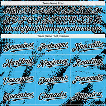 Laden Sie das Bild in den Galerie-Viewer, Custom Black Sky Blue-White 3D Pattern Design Splash Grunge Fragment Authentic Baseball Jersey