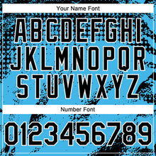 Laden Sie das Bild in den Galerie-Viewer, Custom Black Sky Blue-White 3D Pattern Design Splash Grunge Fragment Authentic Baseball Jersey