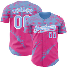 Laden Sie das Bild in den Galerie-Viewer, Custom Light Blue Pink-White 3D Pattern Design Splash Grunge Fragment Authentic Baseball Jersey