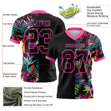 Load image into Gallery viewer, Custom Black Pink 3D Pattern Tropical Palm Leaves Authentic Football Jersey