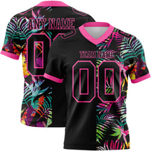Load image into Gallery viewer, Custom Black Pink 3D Pattern Tropical Palm Leaves Authentic Football Jersey