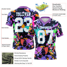 Laden Sie das Bild in den Galerie-Viewer, Custom Graffiti Pattern White Light Blue-Medium Purple 3D Pattern Splash Authentic Football Jersey