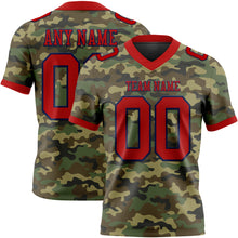 Laden Sie das Bild in den Galerie-Viewer, Custom Camo Red-Navy 3D Pattern Salute To Service Authentic Football Jersey