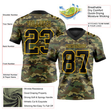 Laden Sie das Bild in den Galerie-Viewer, Custom Camo Black-Yellow 3D Pattern Salute To Service Authentic Football Jersey