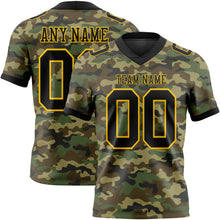 Laden Sie das Bild in den Galerie-Viewer, Custom Camo Black-Yellow 3D Pattern Salute To Service Authentic Football Jersey