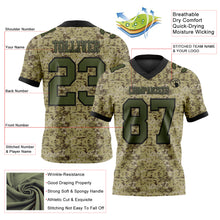 Laden Sie das Bild in den Galerie-Viewer, Custom Camo Olive-Black 3D Pattern Salute To Service Authentic Football Jersey