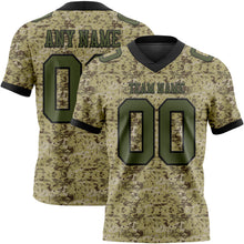 Laden Sie das Bild in den Galerie-Viewer, Custom Camo Olive-Black 3D Pattern Salute To Service Authentic Football Jersey