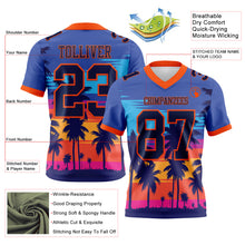 Load image into Gallery viewer, Custom Royal Navy-Orange 3D Pattern Tropical Palm Trees Authentic Football Jersey