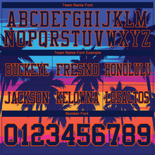 Load image into Gallery viewer, Custom Royal Navy-Orange 3D Pattern Tropical Palm Trees Authentic Football Jersey