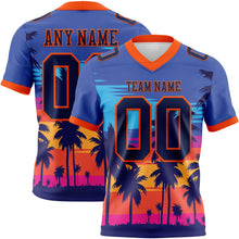 Load image into Gallery viewer, Custom Royal Navy-Orange 3D Pattern Tropical Palm Trees Authentic Football Jersey