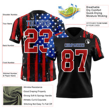 Laden Sie das Bild in den Galerie-Viewer, Custom Black Red Royal-White 3D Pattern American Flag Authentic Football Jersey