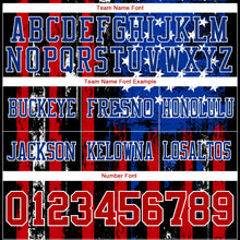 Laden Sie das Bild in den Galerie-Viewer, Custom Black Red Royal-White 3D Pattern American Flag Authentic Football Jersey