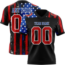 Laden Sie das Bild in den Galerie-Viewer, Custom Black Red Royal-White 3D Pattern American Flag Authentic Football Jersey