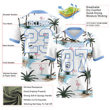 Load image into Gallery viewer, Custom White Light Blue 3D Pattern Hawaii Palm Trees Authentic Football Jersey