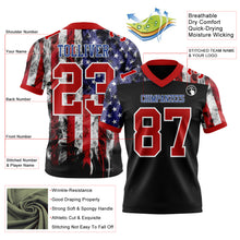 Загрузить изображение в средство просмотра галереи, Custom Black Red Royal-White 3D Pattern American Flag Authentic Football Jersey