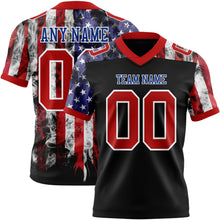 Загрузить изображение в средство просмотра галереи, Custom Black Red Royal-White 3D Pattern American Flag Authentic Football Jersey