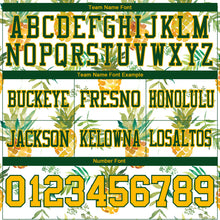 Load image into Gallery viewer, Custom White Gold-Green 3D Pattern Fruit Pineapple Authentic Football Jersey