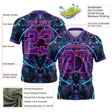 Load image into Gallery viewer, Custom Black Purple-Pink 3D Pattern Magic Mushrooms Over Sacred Geometry Psychedelic Hallucination Authentic Football Jersey