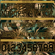 Load image into Gallery viewer, Custom Black Old Gold 3D Pattern Tropical Hawaii Jungle Leaves Authentic Football Jersey