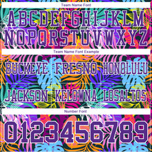 Load image into Gallery viewer, Custom Black Purple-White 3D Pattern Tropical Hawaii Jungle Leaves Authentic Football Jersey