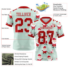 Load image into Gallery viewer, Custom Green Red-White 3D Pattern Christmas Authentic Football Jersey