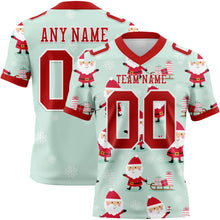 Load image into Gallery viewer, Custom Green Red-White 3D Pattern Christmas Authentic Football Jersey