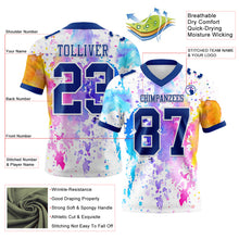 Загрузить изображение в средство просмотра галереи, Custom White Royal 3D Pattern Watercolor Splash Authentic Football Jersey