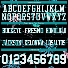 Load image into Gallery viewer, Custom Black White-Teal 3D Pattern Tropical Hawaii Palm Trees Authentic Football Jersey