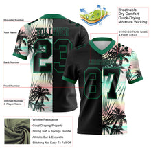 Load image into Gallery viewer, Custom Black Kelly Green 3D Pattern Tropical Hawaii Palm Leaves Authentic Football Jersey