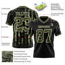 Load image into Gallery viewer, Custom Black Olive-Cream 3D Pattern American Flag Authentic Football Jersey