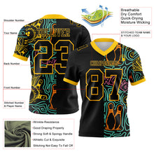 Load image into Gallery viewer, Custom Black Yellow 3D Pattern Bowling Authentic Football Jersey