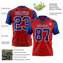 Load image into Gallery viewer, Custom Red Royal-White 3D Pattern Spider Web Authentic Football Jersey