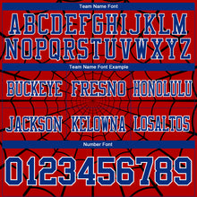 Load image into Gallery viewer, Custom Red Royal-White 3D Pattern Spider Web Authentic Football Jersey