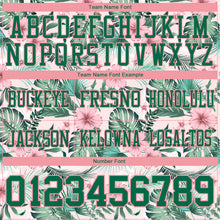 Load image into Gallery viewer, Custom Medium Pink Kelly Green 3D Pattern Hawaii Palm Leaves And Flowers Authentic Football Jersey