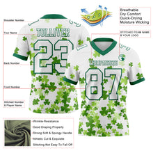 Load image into Gallery viewer, Custom White Kelly Green 3D Pattern St. Patrick's Day Authentic Football Jersey