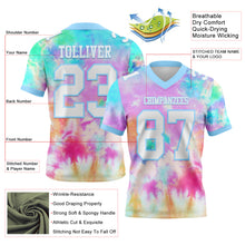 Load image into Gallery viewer, Custom Tie Dye White-Light Blue 3D Pattern Rainbow Authentic Football Jersey