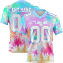 Load image into Gallery viewer, Custom Tie Dye White-Light Blue 3D Pattern Rainbow Authentic Football Jersey
