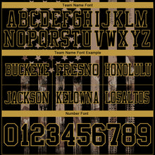 Load image into Gallery viewer, Custom Black Old Gold 3D Pattern American Flag Authentic Football Jersey